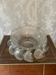 Event decor rental -Vintage Glass Punch Bowl