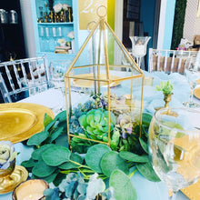 Load image into Gallery viewer, Event Decor Rentals- Gold Geometric Lantern 12&quot;
