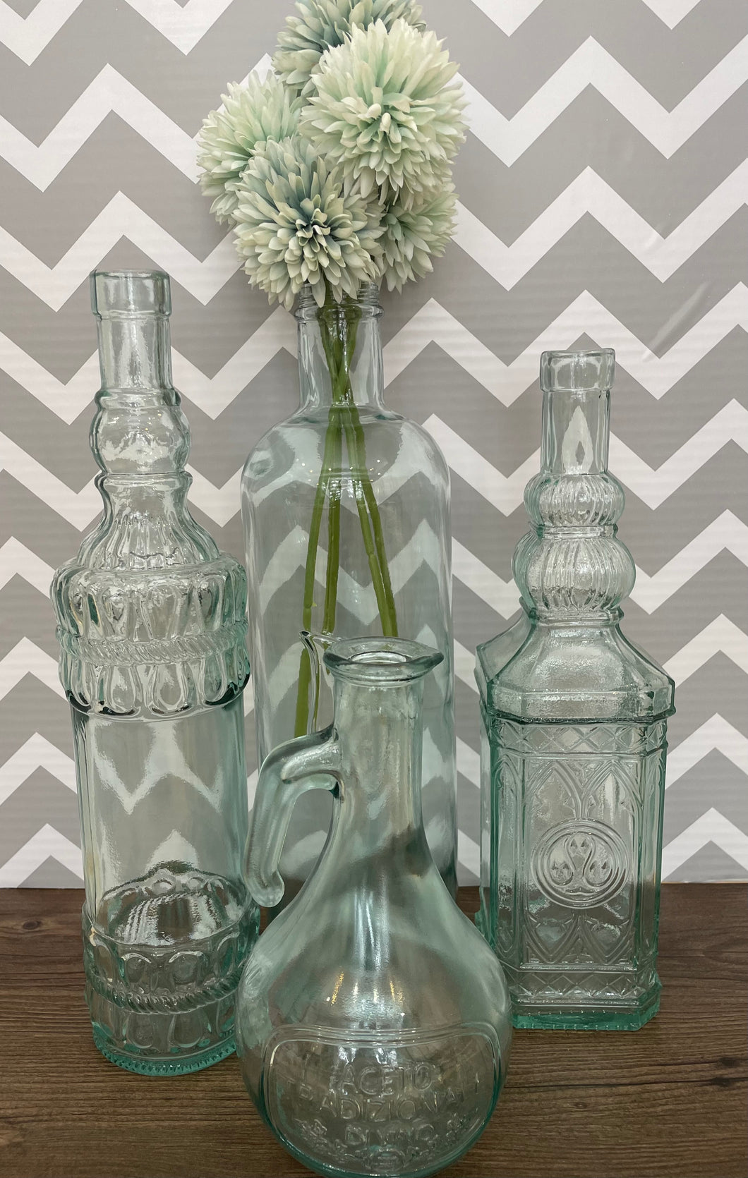 Event Decor Rentals-Sea glass bottles/vases (vintage look)